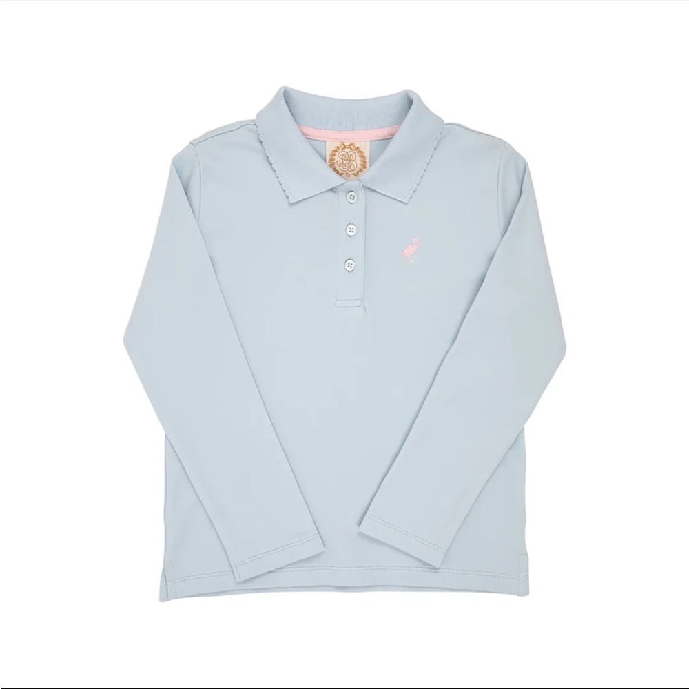 The Beaufort bonnet co. Little girls pink & light blue long sleeve polo shirt